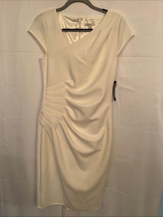 New York & Company Dresses & Skirts - New York & Company Cream Ruched Midi Sheath Dress